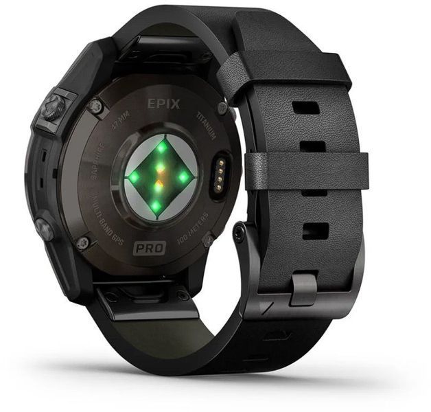 Смарт-годинник Garmin Epix Pro (Gen 2) 47mm Sapphire Carbon Grey DLC Titanium with Black Leather Band 1118724 фото