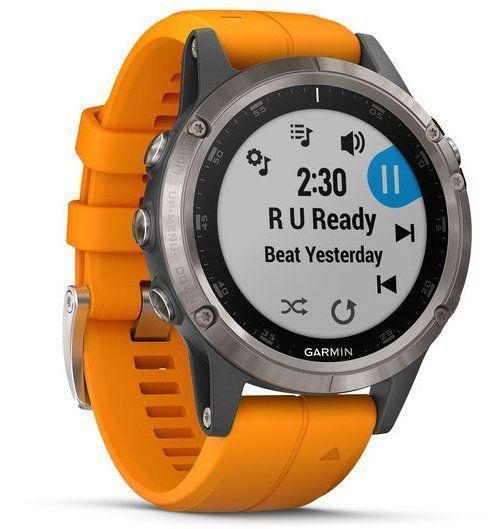 Смарт-часы Garmin Fenix 5 Plus Sapphire Titanium with Solar Flare Orange Band 755036 фото