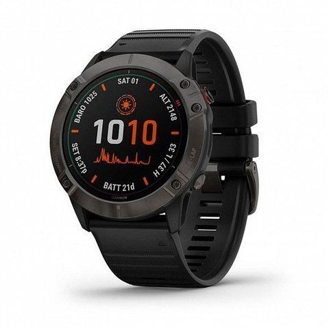 Смарт-годинник Garmin Fenix ​​6X Pro Solar Titanium Carbon Grey DLC with Black Band 587110 фото