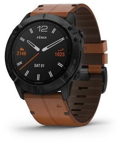 Смарт-годинник Garmin Fenix ​​6X Sapphire Black DLC with Chestnut Leather Band 699425 фото