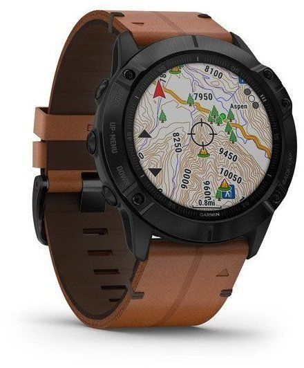 Смарт-часы Garmin Fenix 6X Sapphire Black DLC with Chestnut Leather Band 699425 фото