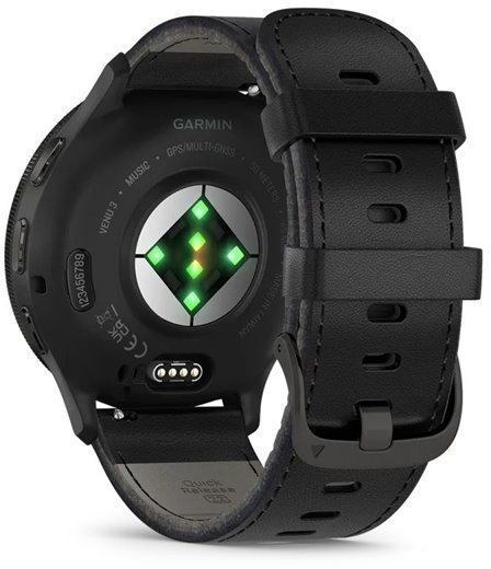 Смарт-часы Garmin Venu 3 Slate Stainless Steel Bezel with Black Case and Black Leather Band 1171356 фото
