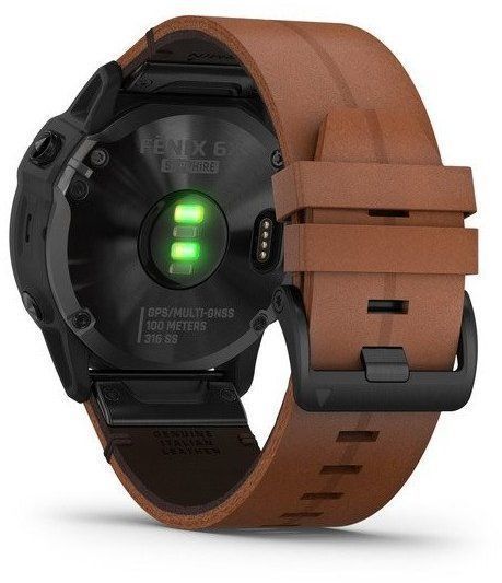 Смарт-часы Garmin Fenix 6X Sapphire Black DLC with Chestnut Leather Band 699425 фото