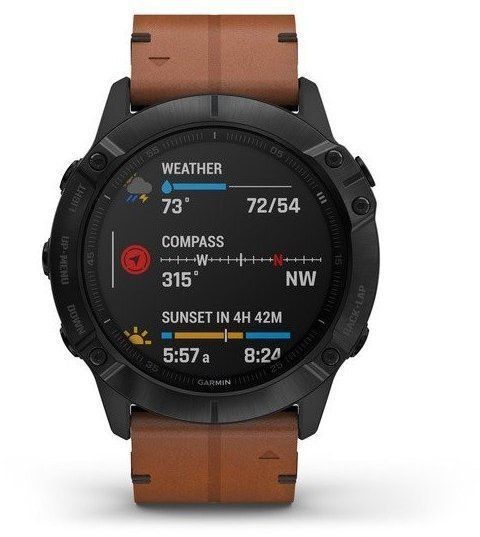 Смарт-часы Garmin Fenix 6X Sapphire Black DLC with Chestnut Leather Band 699425 фото