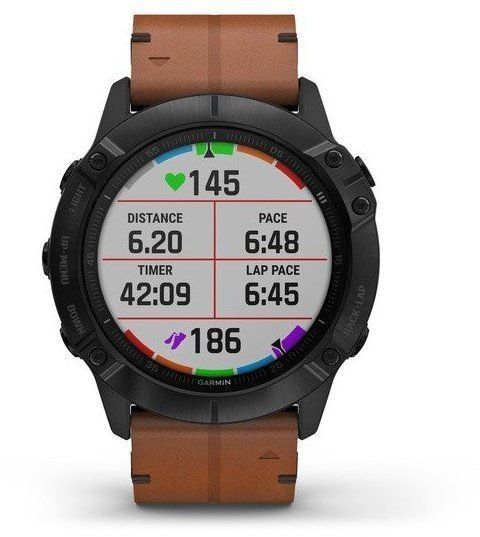 Смарт-часы Garmin Fenix 6X Sapphire Black DLC with Chestnut Leather Band 699425 фото