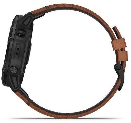 Смарт-часы Garmin Fenix 6X Sapphire Black DLC with Chestnut Leather Band 699425 фото