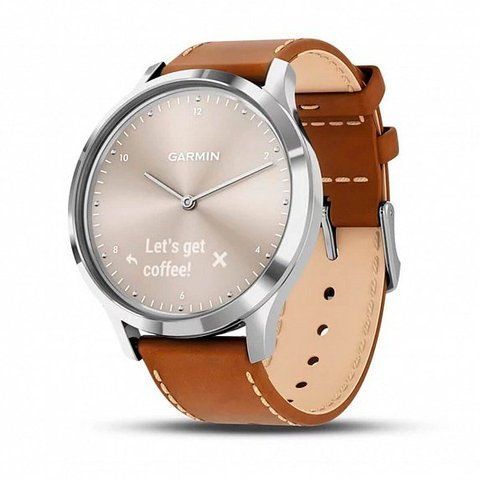 Смарт-годинник Garmin Vivomove HR Premium Silver with Tan Italian Leather Band 556031 фото