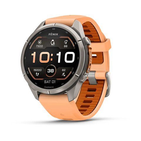 Смарт-часы Garmin Fenix 9 Pro 43mm Titanium with Shell Pink/Orange Silicone Band (010-04335-05/06) 1482132 фото