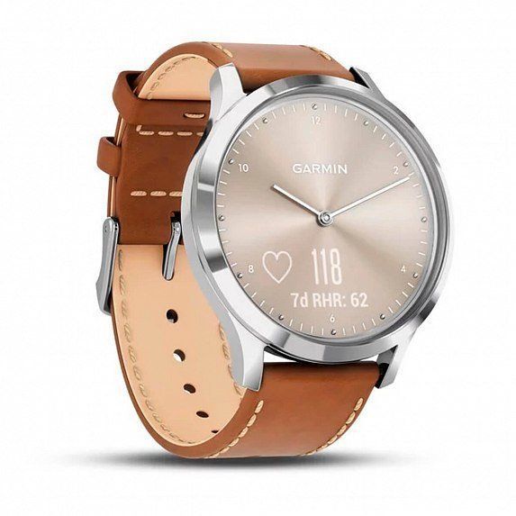 Смарт-годинник Garmin Vivomove HR Premium Silver with Tan Italian Leather Band 556031 фото