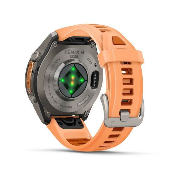Смарт-годинник Garmin Fenix 9 Pro 43mm Titanium with Shell Pink/Orange Silicone Band (010-04335-05/06) 1482132 фото