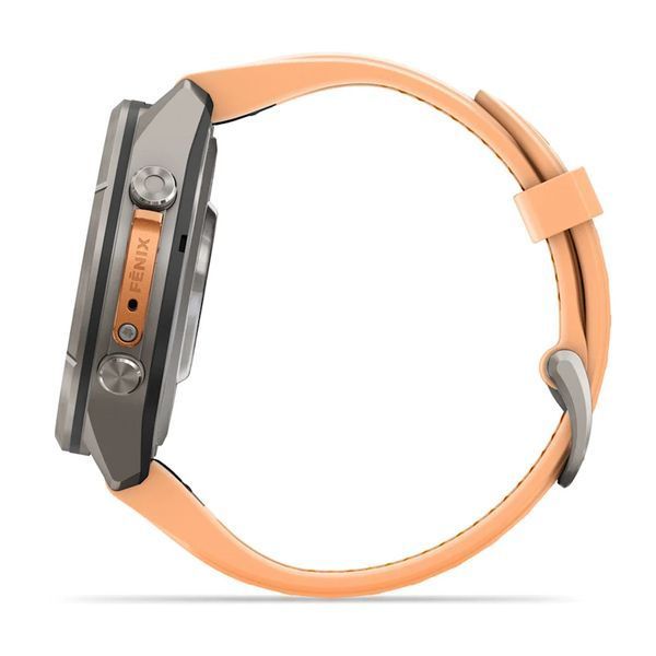 Смарт-годинник Garmin Fenix 9 Pro 43mm Titanium with Shell Pink/Orange Silicone Band (010-04335-05/06) 1482132 фото