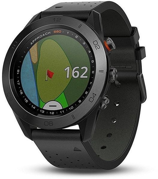 Смарт-годинник Garmin Approach S60 Premium Black Ceramic Bezel with Black Leather Band 755038 фото