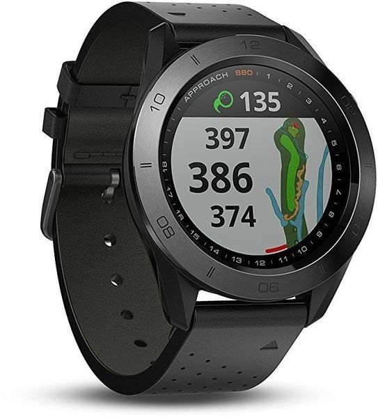 Смарт-годинник Garmin Approach S60 Premium Black Ceramic Bezel with Black Leather Band 755038 фото