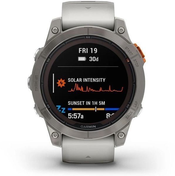 Смарт-часы Garmin Fenix 7 Pro Sapphire Solar Titanium with Fog Gray/Ember Orange Band 1118686 фото