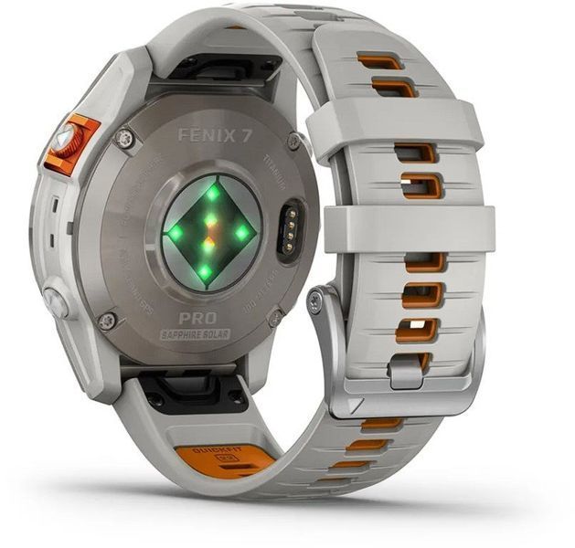 Смарт-часы Garmin Fenix 7 Pro Sapphire Solar Titanium with Fog Gray/Ember Orange Band 1118686 фото