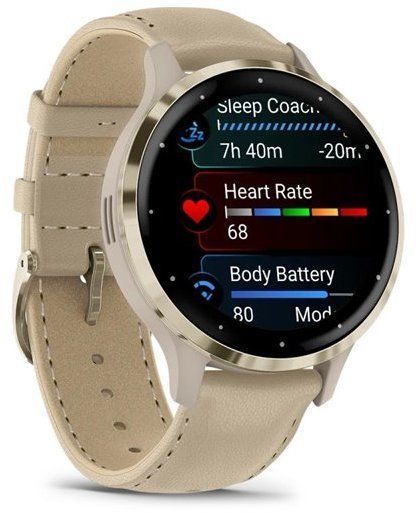 Смарт-годинник Garmin Venu 3S Soft Gold Stainless Steel Bezel with French Grey Case and Leather Band 1171378 фото