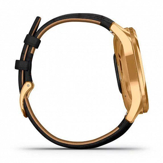 Смарт-часы Garmin Vivomove Luxe 24K Gold PVD Stainless Steel Case with Black Embossed Italian Leather Band 587121 фото