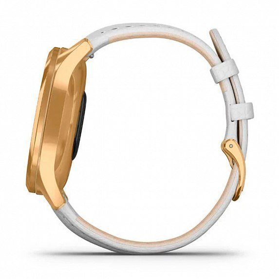 Смарт-годинник Garmin Vivomove Luxe 24K Gold PVD Stainless Steel Case with White Italian Leather Band 587120 фото