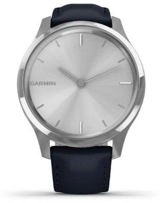 Смарт-часы Garmin Vivomove Luxe Silver stainless steel case with navy Italian leather band 941580 фото