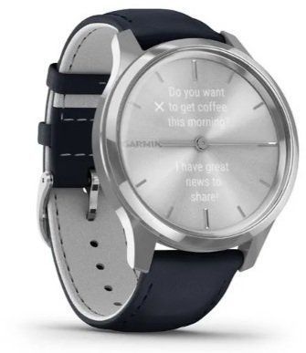 Смарт-часы Garmin Vivomove Luxe Silver stainless steel case with navy Italian leather band 941580 фото