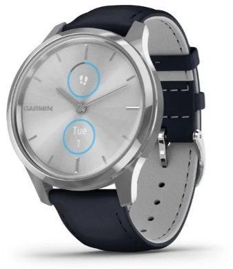 Смарт-годинник Garmin Vivomove Luxe Silver stainless steel case with navy Italian leather band 941580 фото