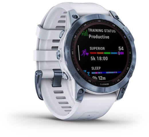 Смарт-часы Garmin Fenix 7 Sapphire Solar Mineral Blue DLC Titanium with Whitestone Band 893973 фото