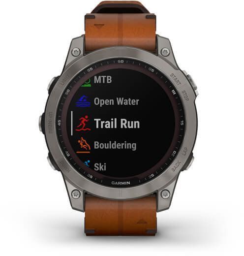 Смарт-годинник Garmin Fenix ​​7 Sapphire Solar Titanium with Chestnut Leather Band 893974 фото