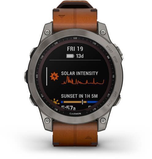 Смарт-годинник Garmin Fenix ​​7 Sapphire Solar Titanium with Chestnut Leather Band 893974 фото