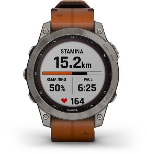 Смарт-годинник Garmin Fenix ​​7 Sapphire Solar Titanium with Chestnut Leather Band 893974 фото