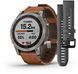 Смарт-годинник Garmin Fenix ​​7 Sapphire Solar Titanium with Chestnut Leather Band 893974 фото 1