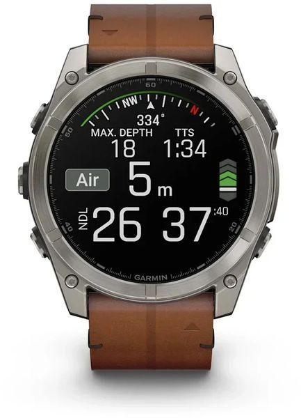 Смарт-часы Garmin Fenix 8 AMOLED 51mm Sapphire Carbon Grey DLC with Chestnut Leather Band 1346631 фото