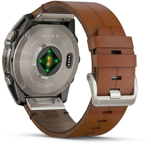 Смарт-часы Garmin Fenix 8 AMOLED 51mm Sapphire Carbon Grey DLC with Chestnut Leather Band 1346631 фото