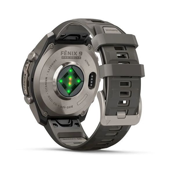 Смарт-годинник Garmin Fenix 9 Pro 47mm Solar Titanium with Pebble Gray/Gray Silicone Band (010-04338-05/06) 1482146 фото