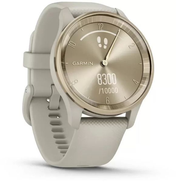 Смарт-годинник Garmin Vivomove Trend Cream Gold Stainless Steel Bezel with French Grey Case and Silicone Band 1056261 фото