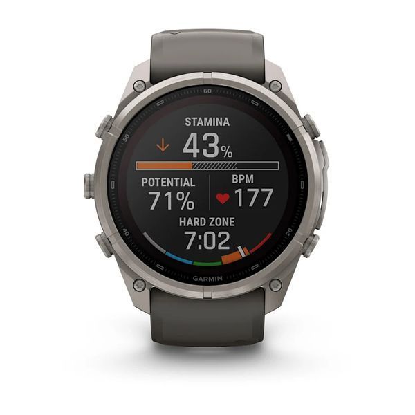 Смарт-годинник Garmin Fenix 9 Pro 51mm LTE Solar Titanium with Pebble Gray/Gray Silicone Band (010-04339-00/01) 1482149 фото
