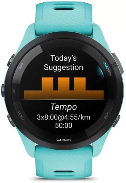 Смарт-часы Garmin Forerunner 265 Black Bezel with Aqua Case and Aqua/Black Silicone Band 1063000 фото