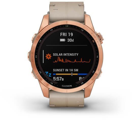Смарт-часы Garmin Fenix 7S Sapphire Solar Rose Gold Titanium with Limestone Leather Band 894153 фото