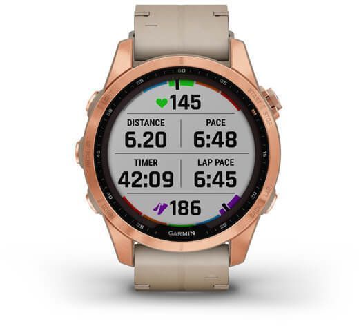 Смарт-часы Garmin Fenix 7S Sapphire Solar Rose Gold Titanium with Limestone Leather Band 894153 фото