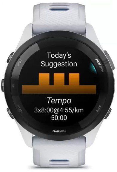 Смарт-годинник Garmin Forerunner 265 Black Bezel with Whitestone Case and Whitestone/Tidal Blue Silicone Band 1062998 фото