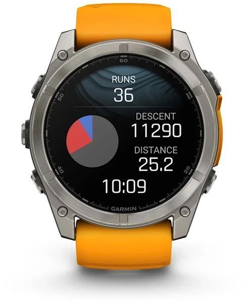 Смарт-часы Garmin Fenix 8 AMOLED 51mm Sapphire Titanium with Spark Orange/Graphite Silicone Band 1346630 фото