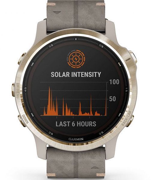 Смарт-часы Garmin Fenix 6S Pro Solar Edition Light gold with shale grey suede band 828806 фото