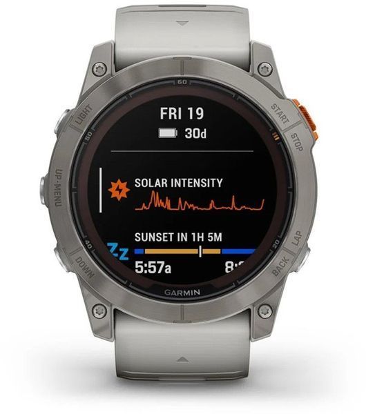 Смарт-часы Garmin Fenix 7X Pro Sapphire Solar Titanium with Fog Gray/Ember Orange Band 1118684 фото