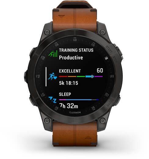 Смарт-часы Garmin Epix (Gen 2) Sapphire Black Titanium with Chestnut Leather Band 893889 фото