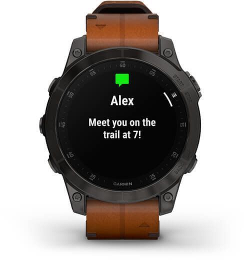 Смарт-часы Garmin Epix (Gen 2) Sapphire Black Titanium with Chestnut Leather Band 893889 фото