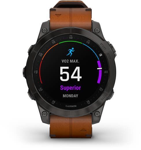 Смарт-часы Garmin Epix (Gen 2) Sapphire Black Titanium with Chestnut Leather Band 893889 фото