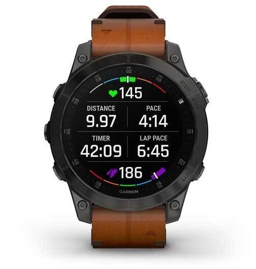 Смарт-часы Garmin Epix (Gen 2) Sapphire Black Titanium with Chestnut Leather Band 893889 фото