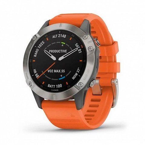 Смарт-годинник Garmin Fenix ​​6 Sapphire Titanium with Ember Orange Band 563393 фото