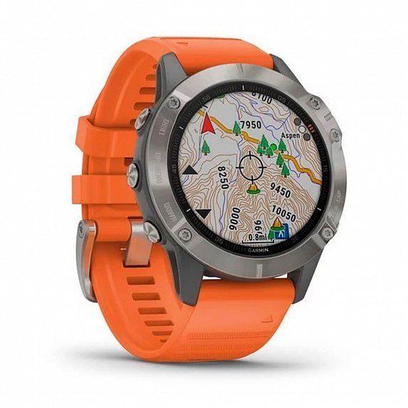 Смарт-часы Garmin Fenix 6 Sapphire Titanium with Ember Orange Band 563393 фото