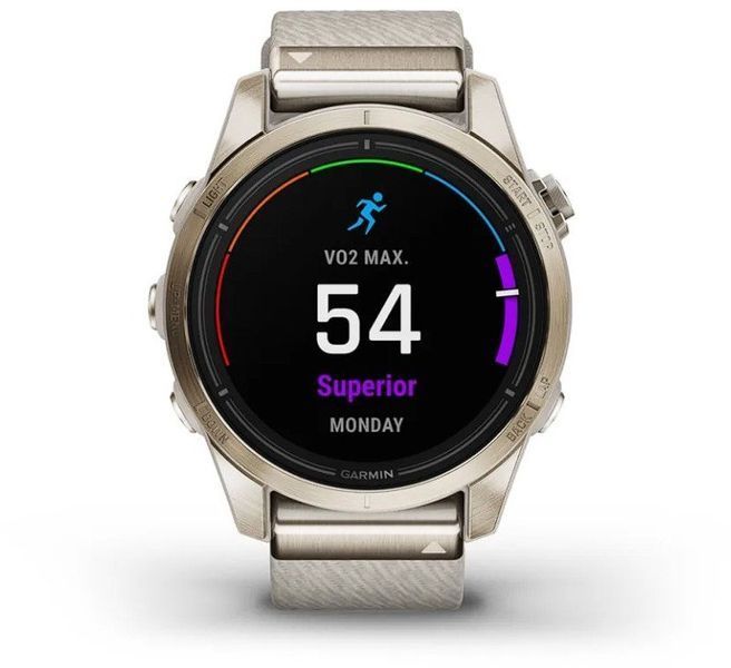 Смарт-часы Garmin Epix Pro (Gen 2) 42mm Sapphire Soft Gold with Cream Heathered Nylon Band 1118732 фото