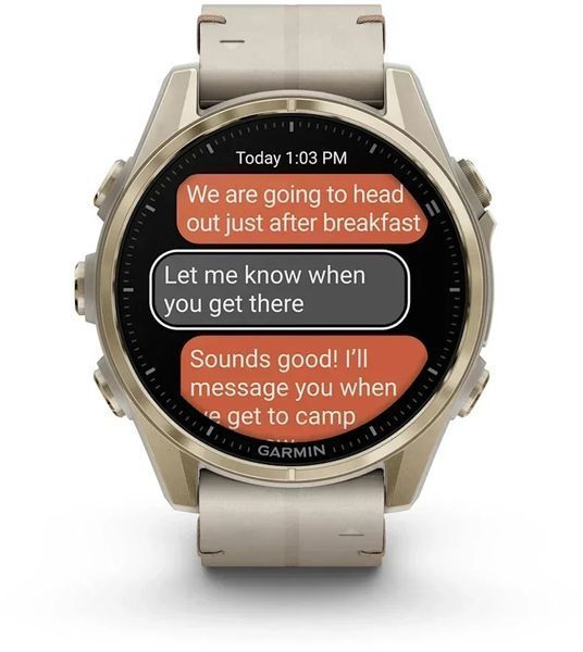 Смарт-часы Garmin Fenix 8 AMOLED 43mm Sapphire Soft Gold with Limestone Leather Band 1346636 фото